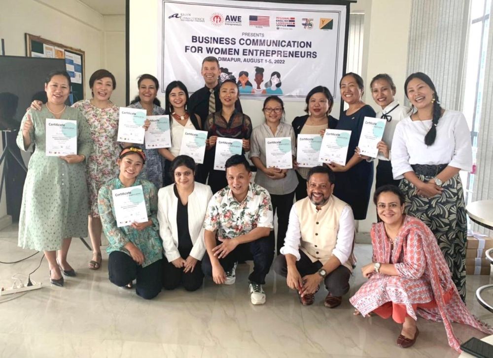 Some of the trainees with the trainer and officials on the last day of the five-day train-the-trainer workshop organised by US Consulate General Kolkata, in partnership with Regional English Language Office of the US Embassy in Dimapur on August 5. (Morung Photo)